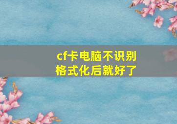 cf卡电脑不识别 格式化后就好了